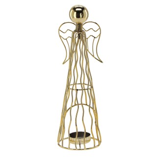 ŚWIECZNIK METALOWY NA TEALIGHT ZŁOTY - ANIOŁ 25.2 CM