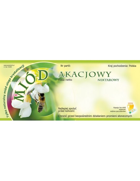 Paczka etykiet na miód akacjowy (100szt) - wzór E1002