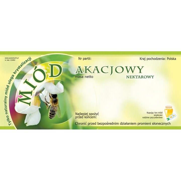 Paczka etykiet na miód akacjowy (100szt) - wzór E1002