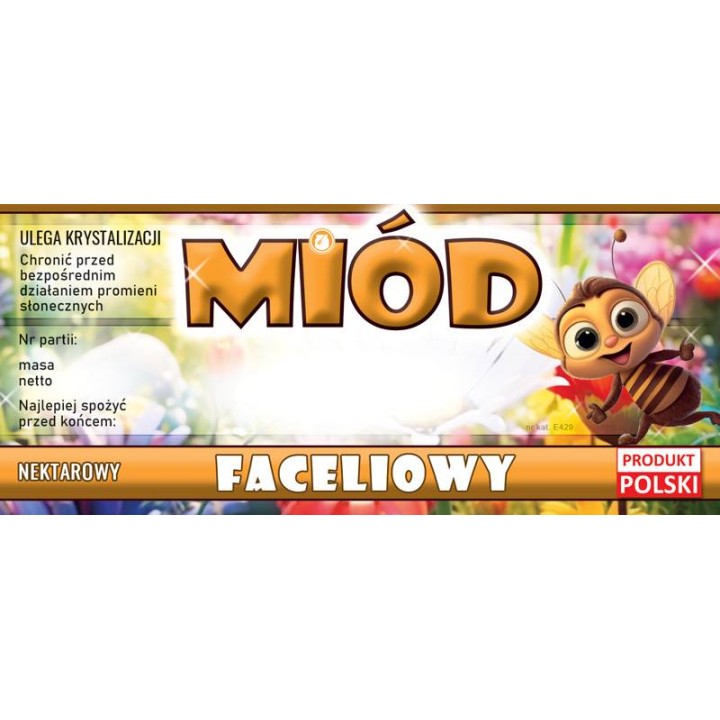 Paczka etykiet na miód faceliowy (100szt) - wzór E429