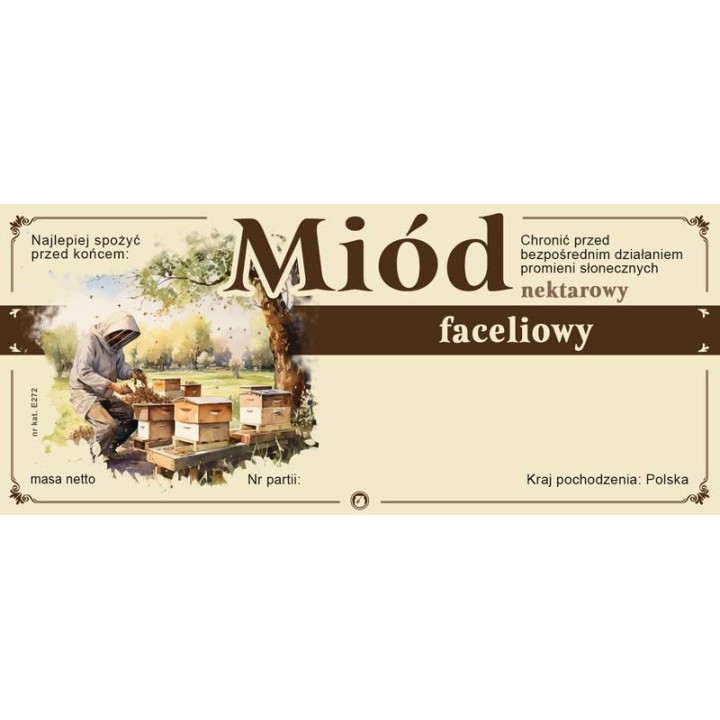 Paczka etykiet na miód faceliowy (100szt) - wzór E272
