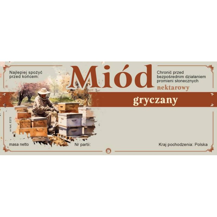 Paczka etykiet na miód gryczany (100szt) - wzór E273