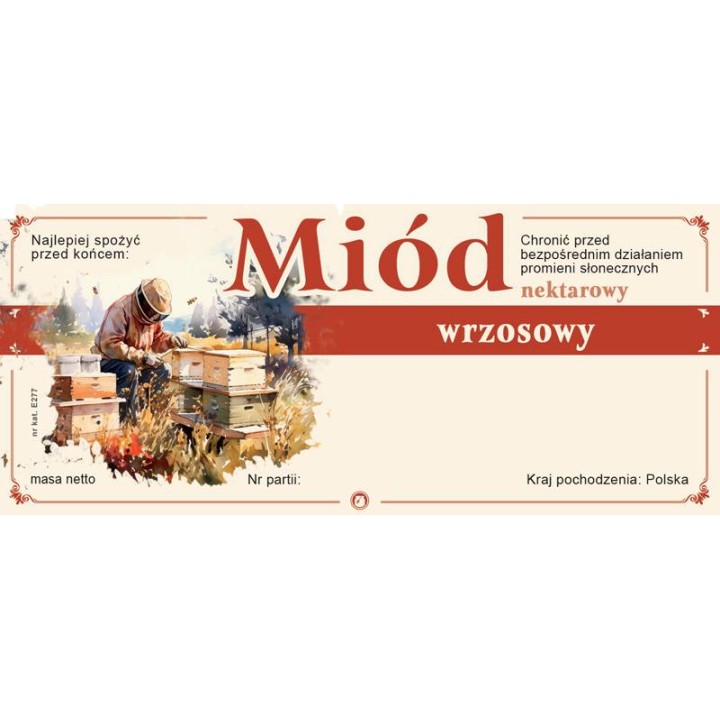 Paczka etykiet na miód wrzosowy (100szt) - wzór E277