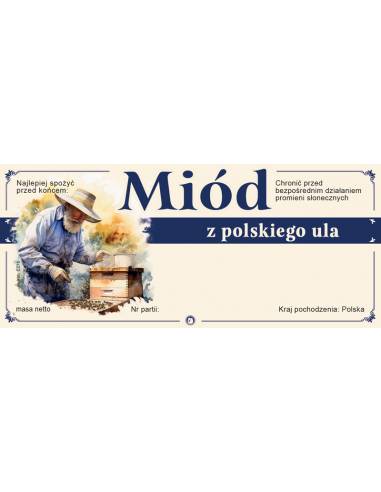 Paczka etykiet na miód z polskiego ula (100szt) - wzór E278