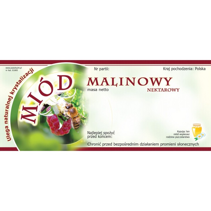 Paczka etykiet na miód malinowy (100szt) - wzór E1005