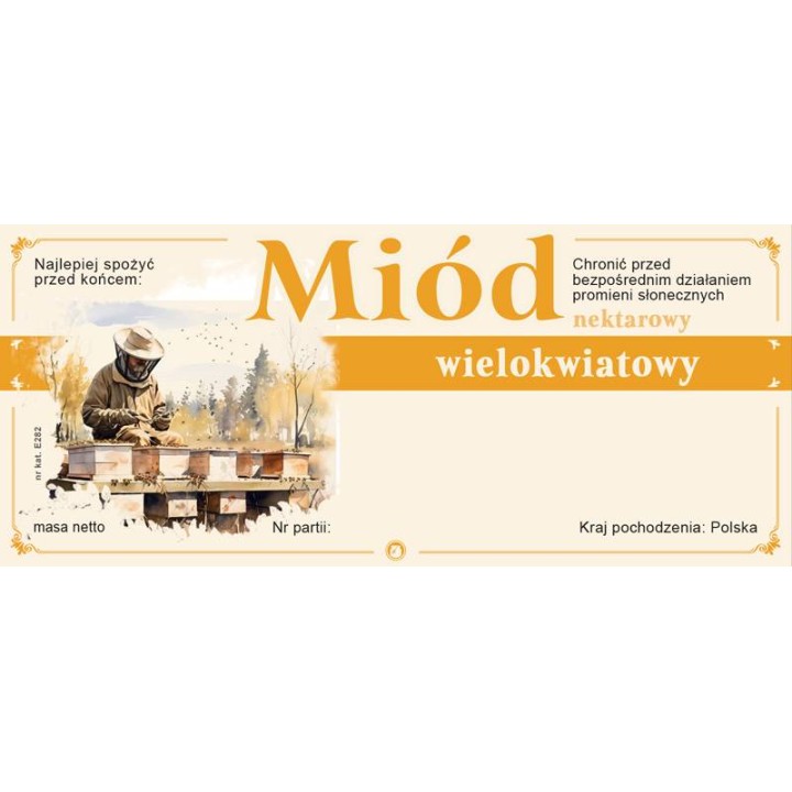 Paczka etykiet na miód wielokwiatowy (100szt) - wzór E282