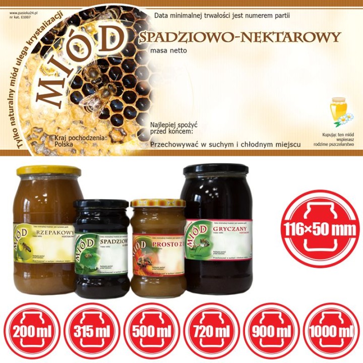 Paczka etykiet na miód nektarowo-spadziowy (100szt)
