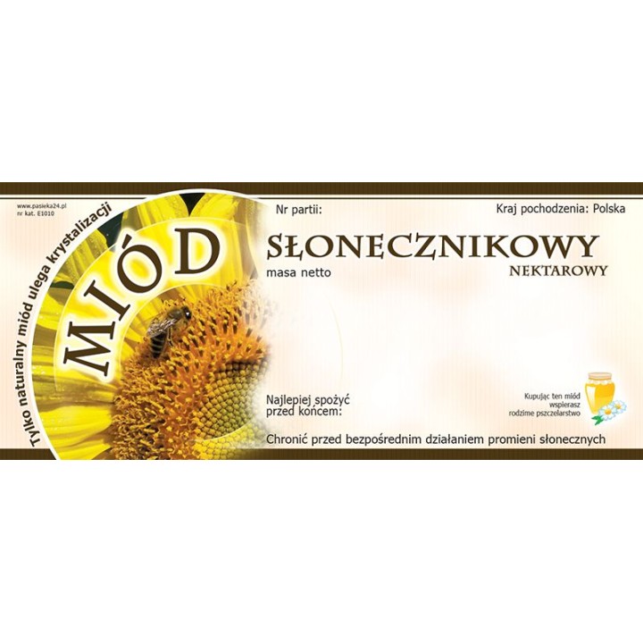 Paczka etykiet na miód słonecznikowy (100szt) - wzór E1010