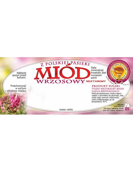 Paczka etykiet na miód wrzosowy (100szt) - wzór E72
