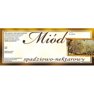Paczka dużych etykiet na miód spadziowo-nektarowy (100szt) - wzór E138