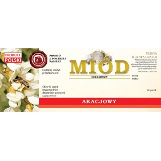 Paczka dużych etykiet na miód akacjowy (100szt) - wzór E161