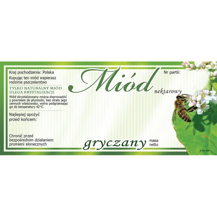 Paczka etykiet na miód gryczany (100szt) - wzór E80