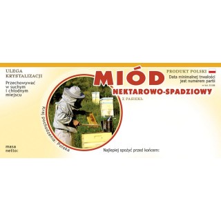 Paczka etykiet na miód nektarowo-spadziowy (100szt) - wzór E1108