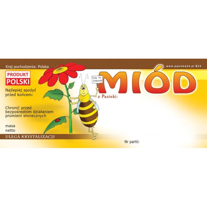Paczka etykiet na miód  - wzór E24
