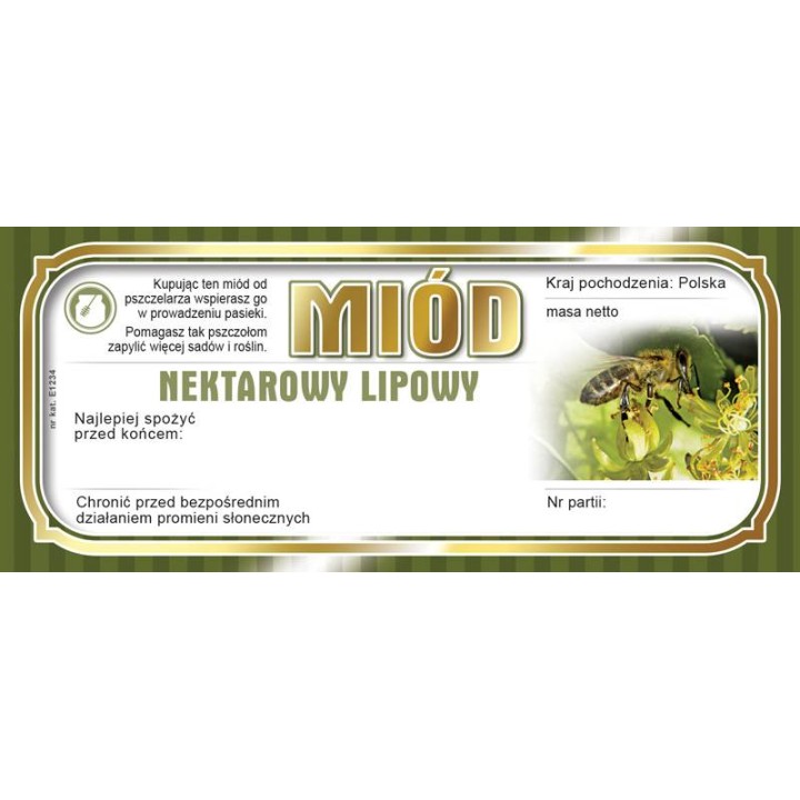Paczka etykiet na miód lipowy 116x50 (100szt) - wzór E1234