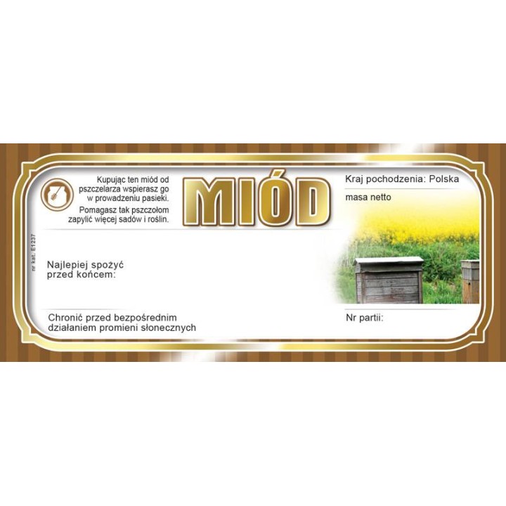 Paczka etykiet na miód uniwersalna 116x50 (100szt) - wzór E1237
