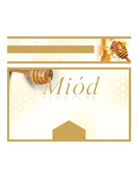 Etykiety na miód z własnym nazwiskiem PERSONALIZOWANE (100 szt) - wzór EN13 ze złoceniem