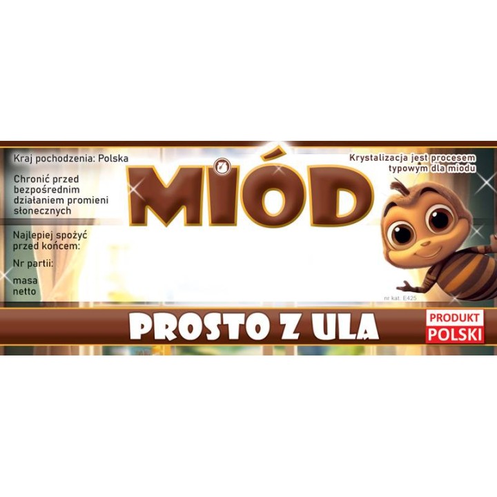 Paczka etykiet na miód prosto z ula (100szt) - wzór E425