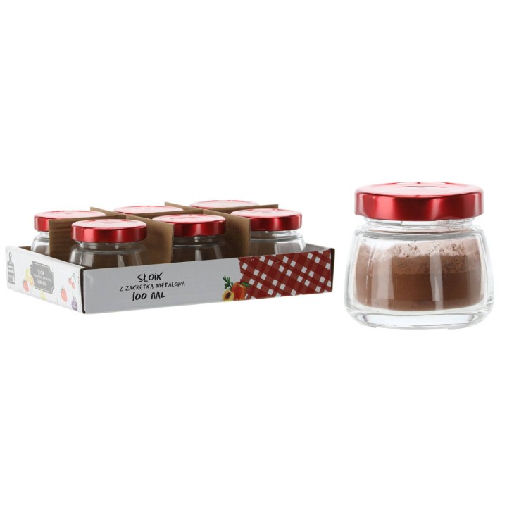 Słoiczek 100ml z czerwoną metalową zakrętką (1szt) - wzór BUS2394