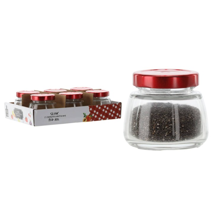 Słoiczek 150ml z czerwoną metalową zakrętką (1szt) - wzór BUS2387