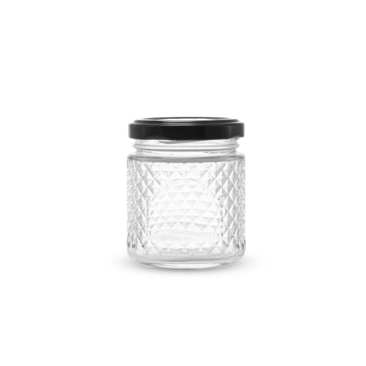 Słoiczek 120 ml kryształ z czarną metalową zakrętką (1szt) - wzór BUS2523