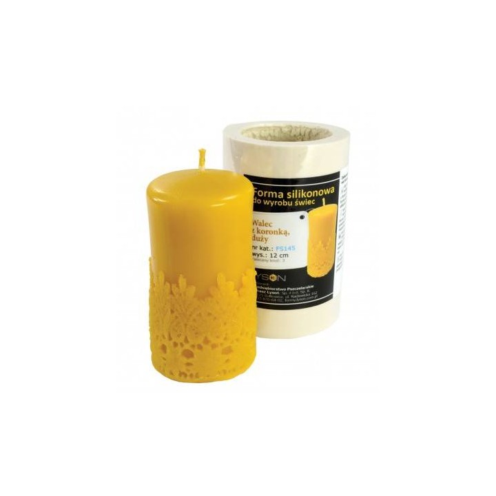 Silikonowa forma na świece - Walec z koronką duży - wzór FS145