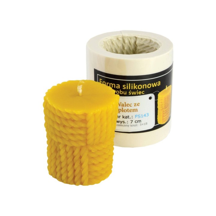 Silikonowa forma na świece - Walec ze splotem - wzór FS143