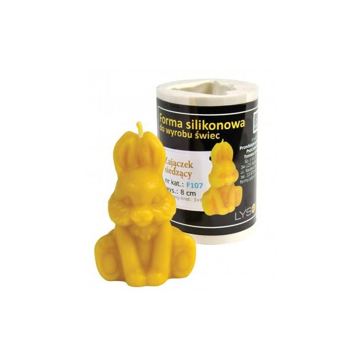 Silikonowa forma na świece - Zajączek siedzący - wzór F107