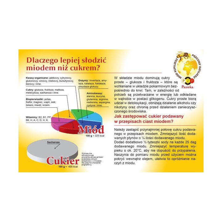 Ulotki informacyjne "Dlaczego lepiej słodzić miodem" (20szt) - U72