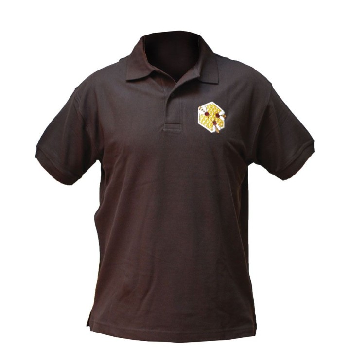 Koszulka polo z haftem dla pszczelarza PSZCZOŁY (brązowa) - rozmiar męski - KA3B