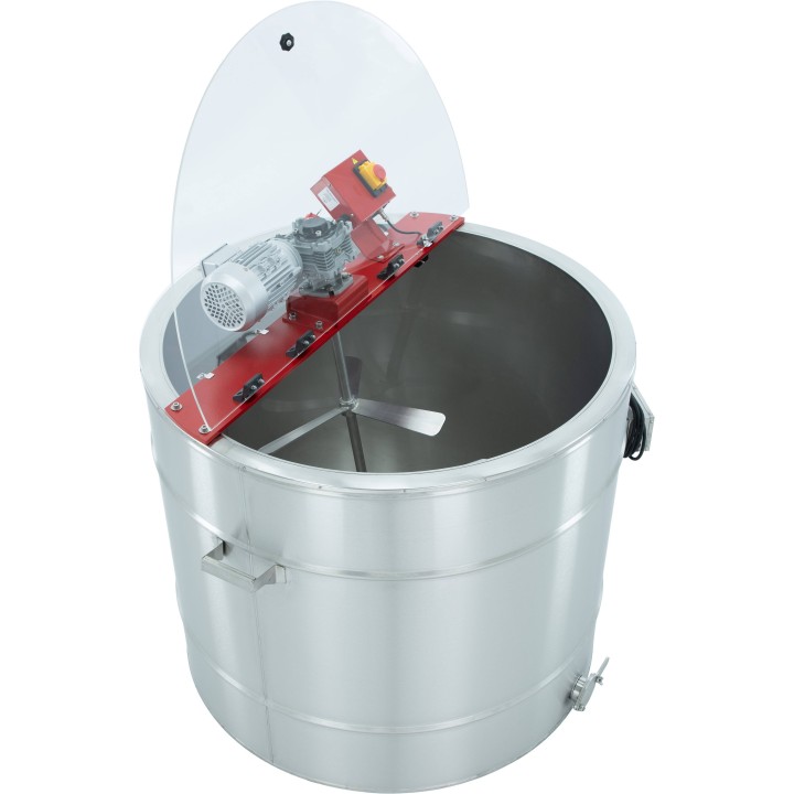 Odstojnik z płaszczem grzewczym, wodnym, do standaryzacji miodu lub mieszania syropu, 1000 kg (grzanie 230V / napęd 400V)