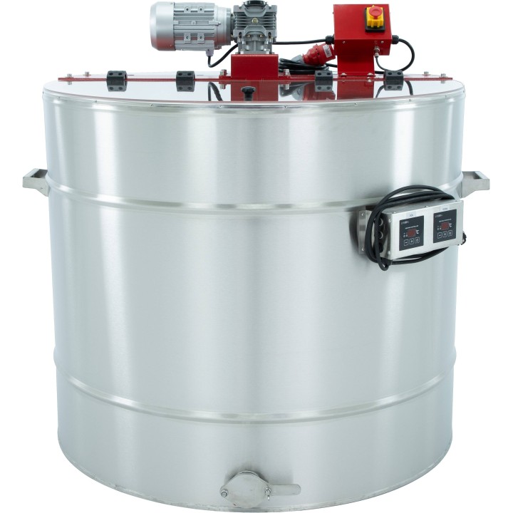 Odstojnik z płaszczem grzewczym, wodnym, do standaryzacji miodu lub mieszania syropu, 1000 kg (grzanie 230V / napęd 400V)