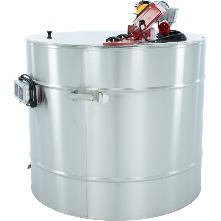Odstojnik z płaszczem grzewczym, wodnym, do standaryzacji miodu lub mieszania syropu, 1000 kg (grzanie 230V / napęd 400V)