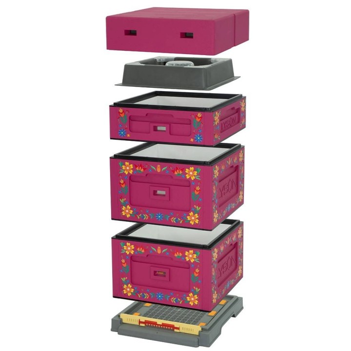 Ul wielkopolski OPTIMA, ciemnoróżowy, nadruk - kwiatki, nieskręcony