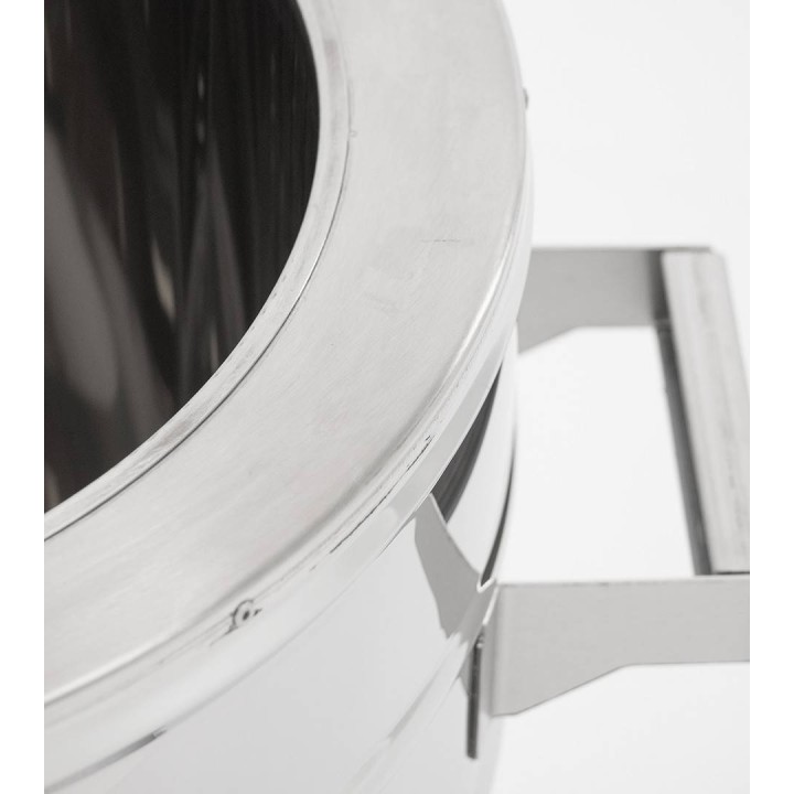 Odstojnik nierdzewny z płaszczem grzewczym 70 l / ~98 kg, 230V, zawór nierdzewny 6/4", stożkowe dno – PREMIUM