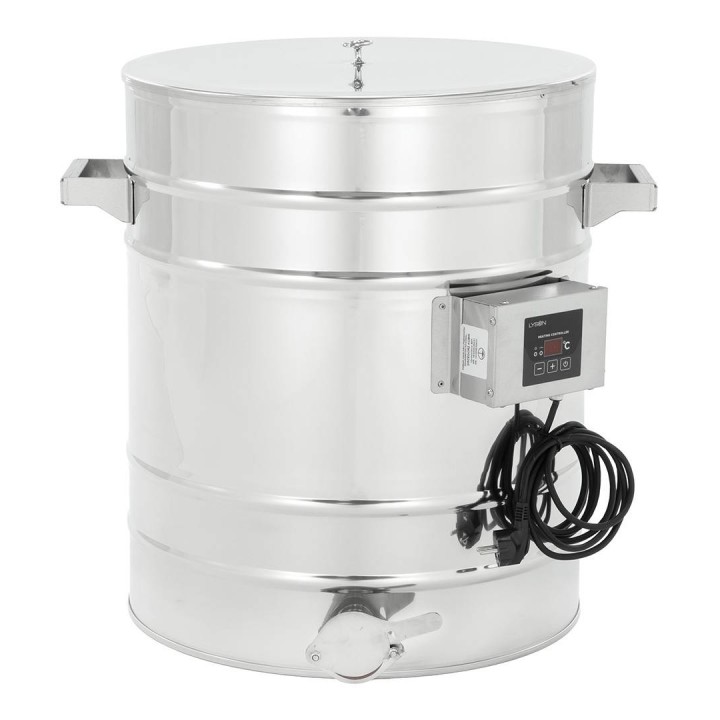 Odstojnik nierdzewny z płaszczem grzewczym 50l, 230V, zawór nierdzewny 6/4'', dno stożkowe - PREMIUM