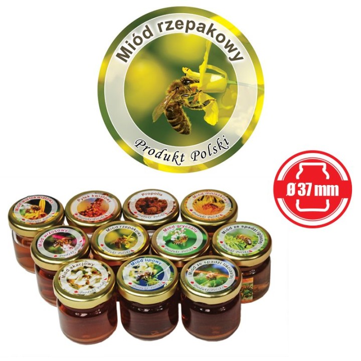 Paczka etykiet mini okrągłych na miód rzepakowy (100szt) - wzór EK4