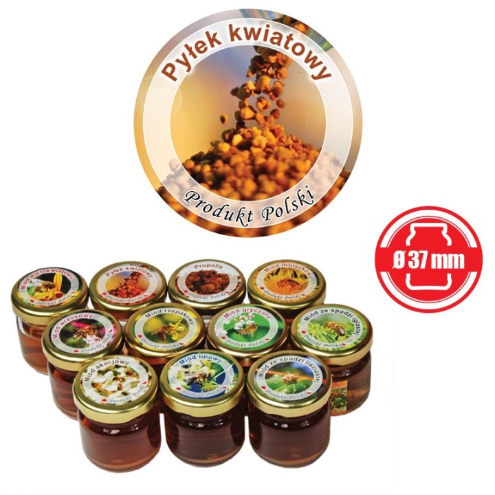 Paczka etykiet mini okrągłych na pyłek kwiatowy (100szt) - wzór EK11