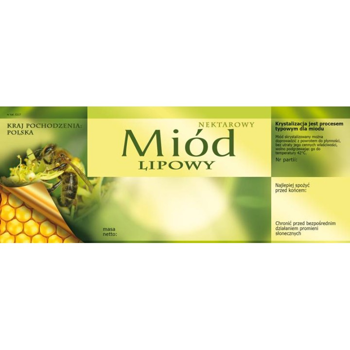 Paczka dużych etykiet na miód lipowy - wzór E117