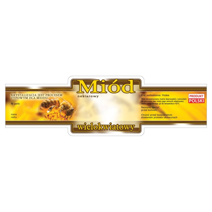 Paczka etykiet ozdobnych na miód wielokwiatowy (100szt) - wzór E227