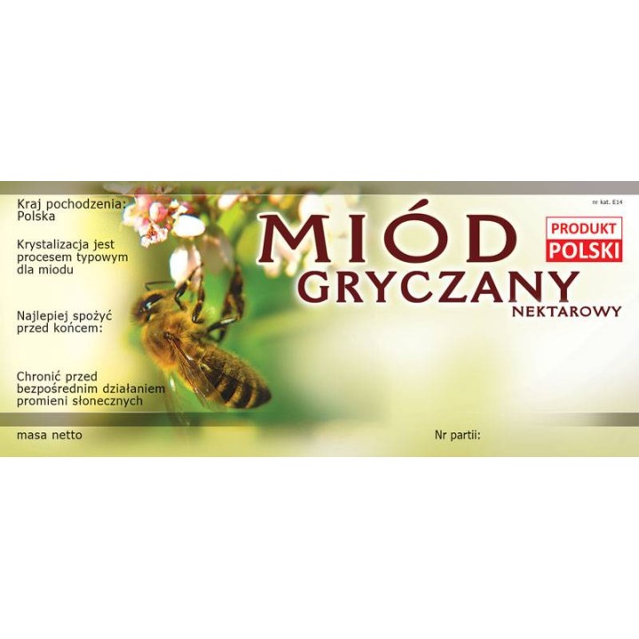 Paczka etykiet na miód gryczany – wzór E14