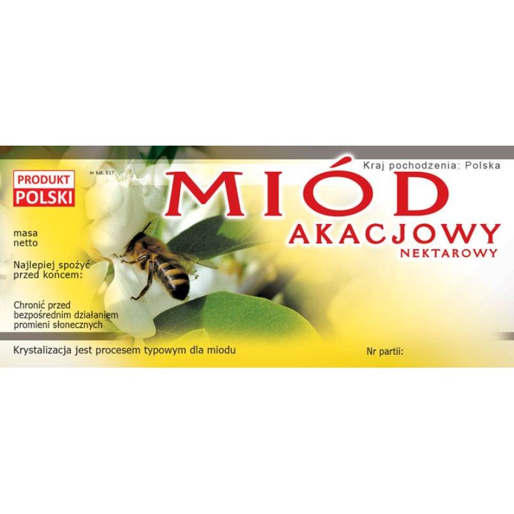 Paczka etykiet na miód akacjowy – wzór E17