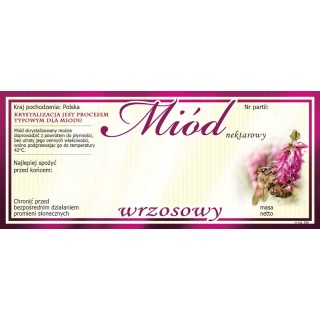 Paczka etykiet na miód wrzosowy (100szt) - wzór E86