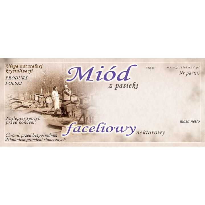 Paczka etykiet na miód faceliowy (100szt) - wzór E97