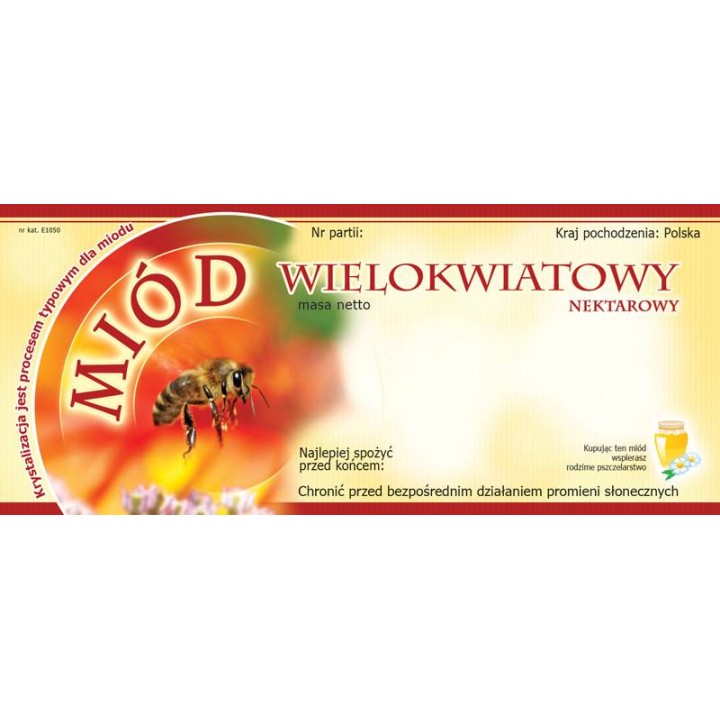 Paczka etykiet na miód wielokwiatowy (100szt) - wzór E1050