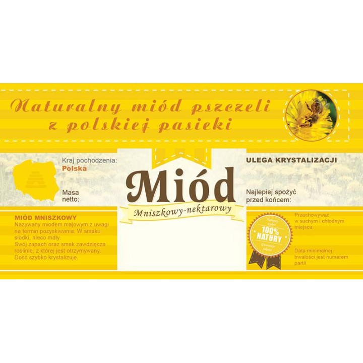 Paczka etykiet z banderolą na miód mniszkowy  (100szt) - wzór E832