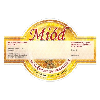 Paczka etykiet okrągłych na miód wielokwiatowy (100szt) - wzór E269