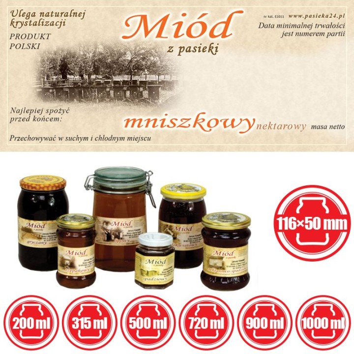 Paczka etykiet na miód mniszkowy 116x50 (100szt) - wzór E1011