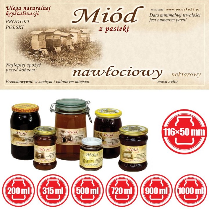 Paczka etykiet na miód nawłociowy 116x50 (100szt) - wzór E1012