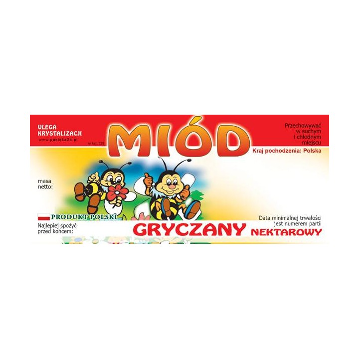 Paczka etykiet na miód gryczany  - E29